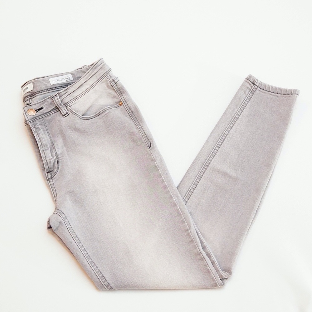 Kensie Jeans -Effortless Ankle Mid Rise Stretchy Skinny Jean - Gray Antique Wash